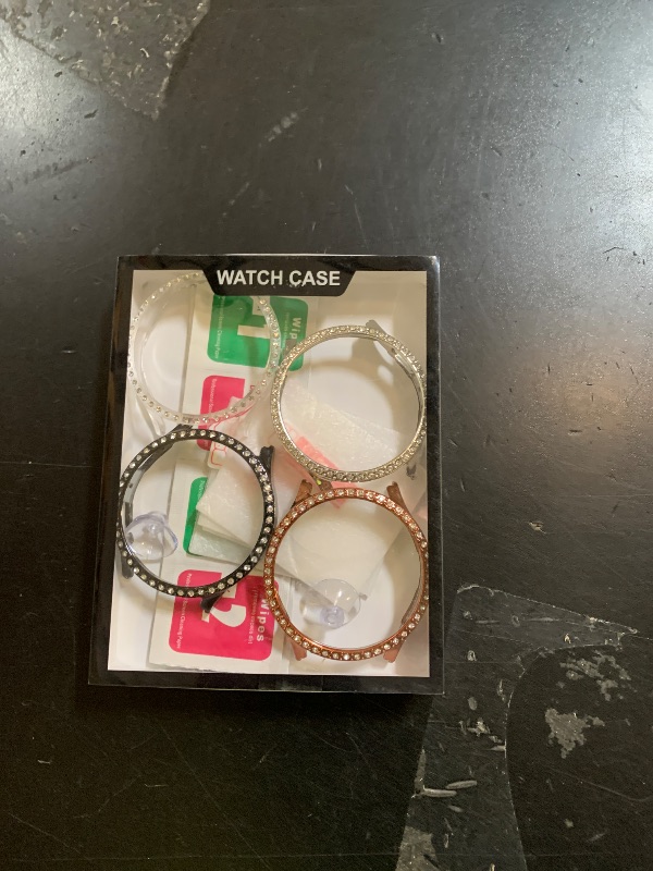 Photo 1 of [4+4 Pack] Bling Diamond Galaxy Watch 5/4 Case & Screen Protector 40mm, Anti-Fog Tempered Glass & Hard PC Bumper, Stylish Smartwatch Accessories for Women