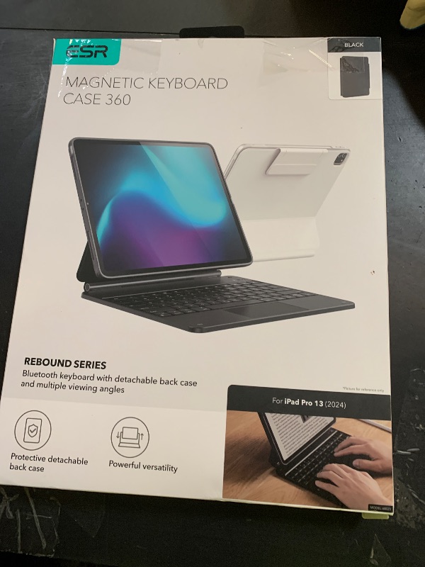 Photo 1 of ESR iPad Pro 13 Inch Case with Keyboard (M5/M4, 2025/2024), iPad Pro 13 Keyboard Case with Easy-Set Magnetic Stand, Portrait/Raised Modes for iPad Pro 13, Removable, Rebound 360 Series, Black