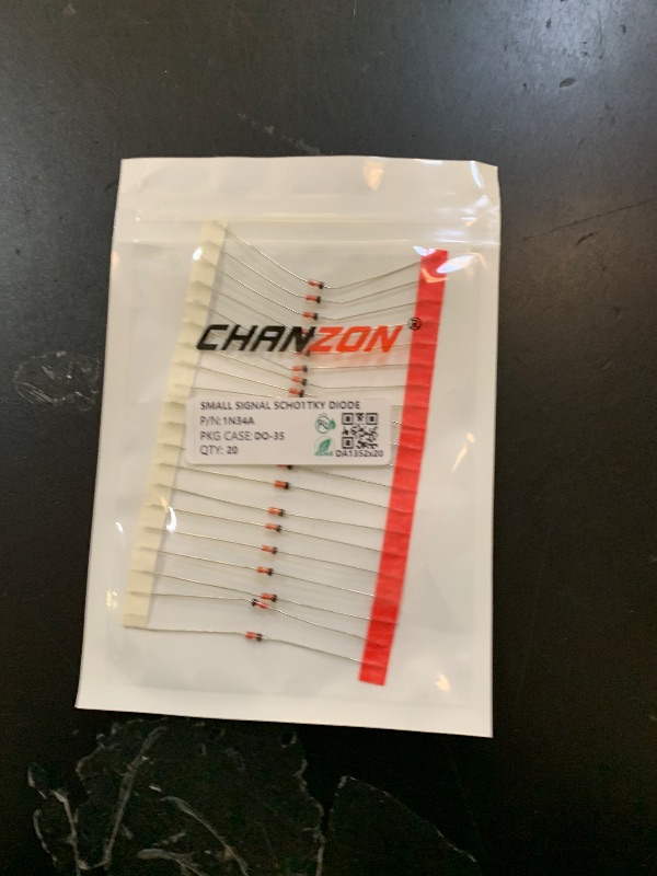Photo 1 of (Pack of 20 Pieces) Chanzon 1N34A 1N34 Schottky Diode 50mA 65V DO-35 (DO-204AH) IN34A IN34 Axial for TV FM AM Radio Detection
