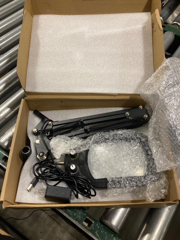 Photo 1 of 10X Rectangle Magnifying Glass with Light and Stand, Real Glass Lighted Magnifier Hands Free, Mechanical Knob 5 Color Modes Stepless Dimmable, 2-in-1 LED Desk Lamp with Clamp for Close Work, Reading