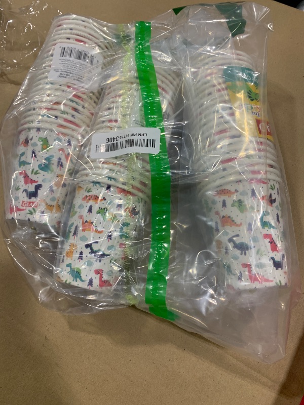 Photo 1 of 60pcs Glad for Kids Dinosaur Disposable Paper Cups - Heavy Duty, Soak Proof, White Paper Cups with Dinosaur Design for Drinking and Everyday Use, 9 Ounce,