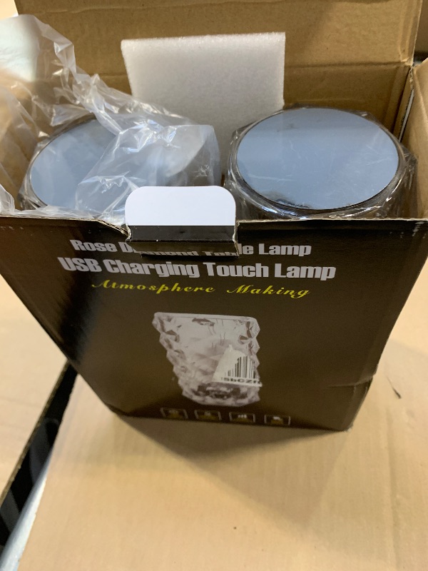 Photo 1 of 2Pack Crystal Table Lamp (Touch & Remote), 4 Modes 16 Color Changing Night Light, Rechargeable, Dimmable, RGB Rose Diamond Mood Lighting, Protable Cordless Desk Lamp for Bedroom Living Room Party