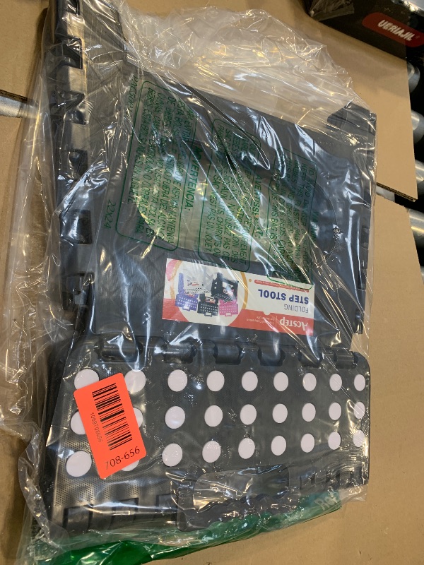 Photo 1 of ACSTEP Folding Step Stool for Adults-11 Height Lightweight Plastic Stepping Stool Foldable Step Stool Hold up to 300lbs Non Slip Collapsible Stool for Kictchen, Bathroom, Black