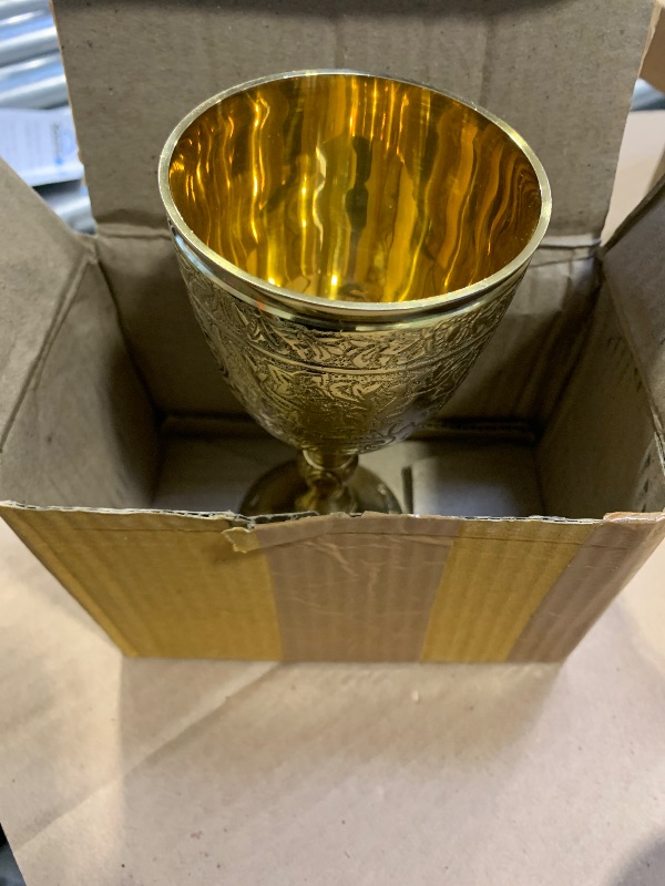 Photo 1 of 1pcs RW REPLICA WAREHOUSE Chalice Goblet Solid Brass Vintage Brass Golden Roman Chalice Cup of King Arthur Drinking Wine Goblet Vintage Wine Cups of King Arthur - Renaissance Medieval Gift
