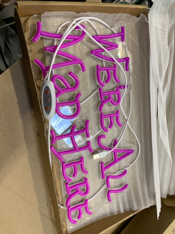 Photo 1 of Alice in Wonderland Party Decorations Neon Sign, Mad Hatter Tea Party Neon Lights for Dimmable LED Lights, for Bedroom Bar Home Dorm Birthday Gifts