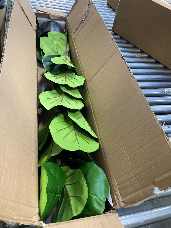 Photo 1 of Artificial Fiddle Leaf Tree-5ft Faux Plant Fake Ficus Lyrata Tree Artificial Fig Silk Trees with Pot Floor Plants for Home Living Room Decor Indoor