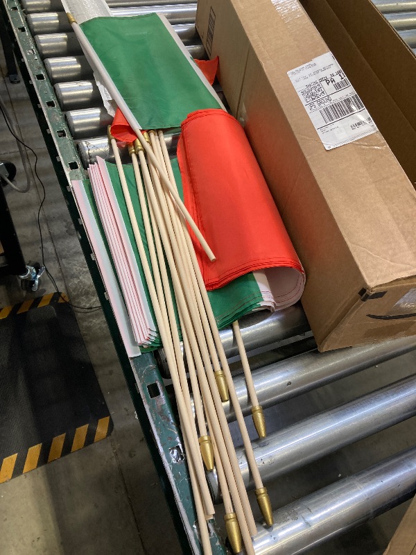 Photo 1 of 12 Pack Mexico Stick Flags Small 12x18 Inch Mexican Hand Held Flags with 24 Inch Wooden Pole Decorations