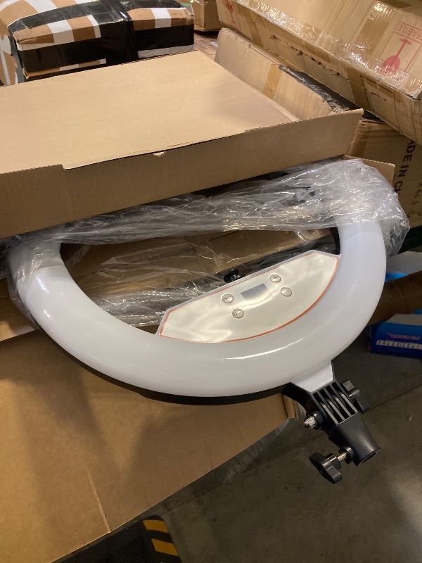 Photo 1 of 18" Foldable Ring Light with Stand for iPhone ipad, LED Display/2 USB Ports/4 Phone Tablet Holders, 2700-6500K Dimmable Ring Light for Tattoo Barber Makeup Studio Video Recording Photography