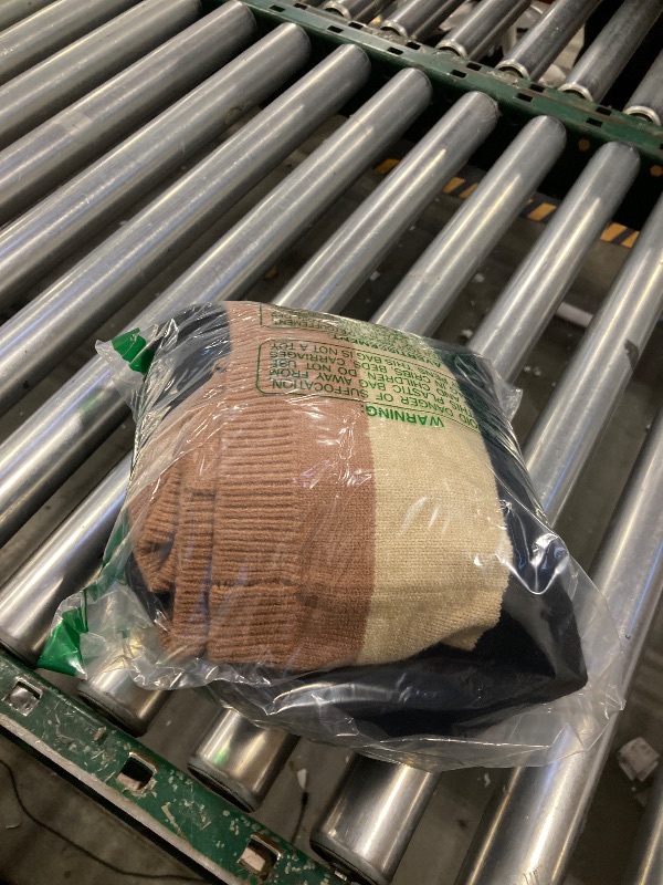 Photo 1 of chouyatou Women's Color Block Vertical Striped Open Front Oversized Hooded Long Cardigan Sweaters with Pockets (Medium, Black)