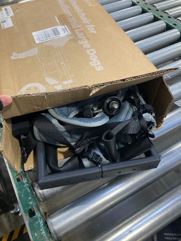 Photo 1 of BECROWM Dog Wheelchair for Back Legs, Light Weight Dog&Cat&Pets Wheelchair Cart with Disabled Hind Legs Walking, Adjustable Doggy Wheelchair Cart with Wheels for Back Legs (Grey, Medium-Large?M/L?)