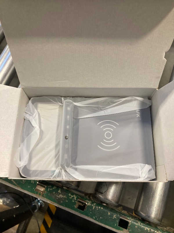 Photo 1 of AFK Wireless Charging Station with Bluetooth Speaker and Alarm Clock,Wireless Charger Compatible with iPhone,Android Phones (Gray-White)