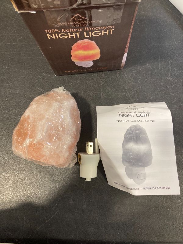 Photo 1 of Pure Himalayan Salt Works 100% Natural Himalayan Night Light, Natural Cut Salt Stone with 360° Rotating Wall Plug, Includes Night Light Bulb, 2” Round x 3.9” H