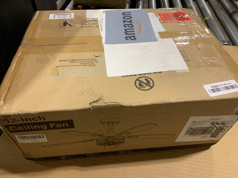 Photo 1 of 52 Inch Farmhouse Ceiling Fan with Light and Remote, Black Industrial Caged Flush Mount Ceiling Fans with 6 Speed Reversible Motor and Dual Finish 5 Blades, Rustic Ceiling Fan for Living room, Bedroom