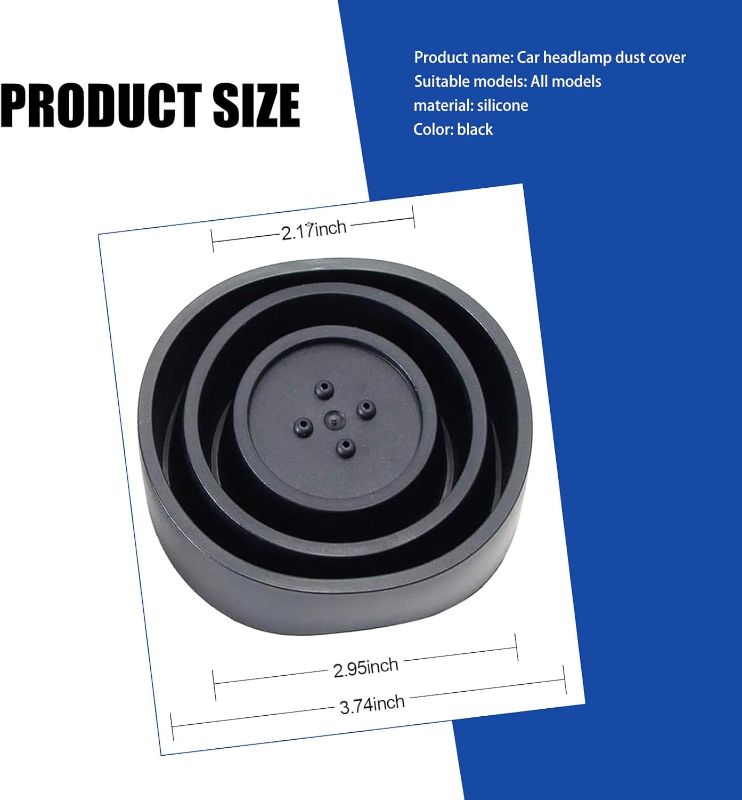 Photo 1 of 2 PCS Car H7 H4 LED Bulb Dust Cover, 2.16"-3.74" ID Rubber Ring Waterproof Sealing Protective Cap, Threaded Fastening Anti-falling Bulb Shell Accessories, Universal for Most Cars (Black)
