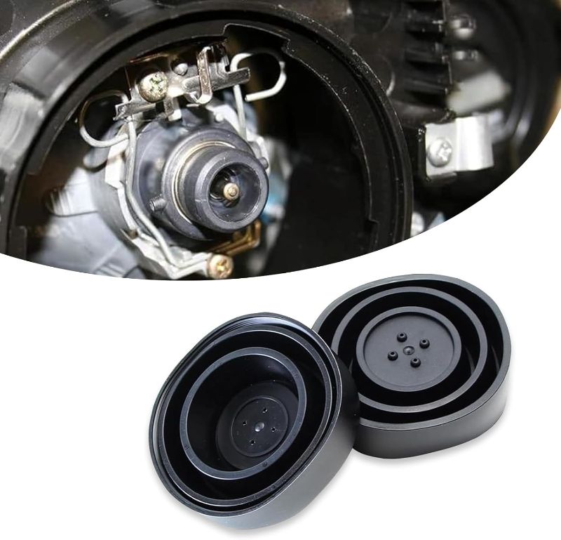 Photo 1 of 2 PCS Car H7 H4 LED Bulb Dust Cover, 2.16"-3.74" ID Rubber Ring Waterproof Sealing Protective Cap, Threaded Fastening Anti-falling Bulb Shell Accessories, Universal for Most Cars (Black)
