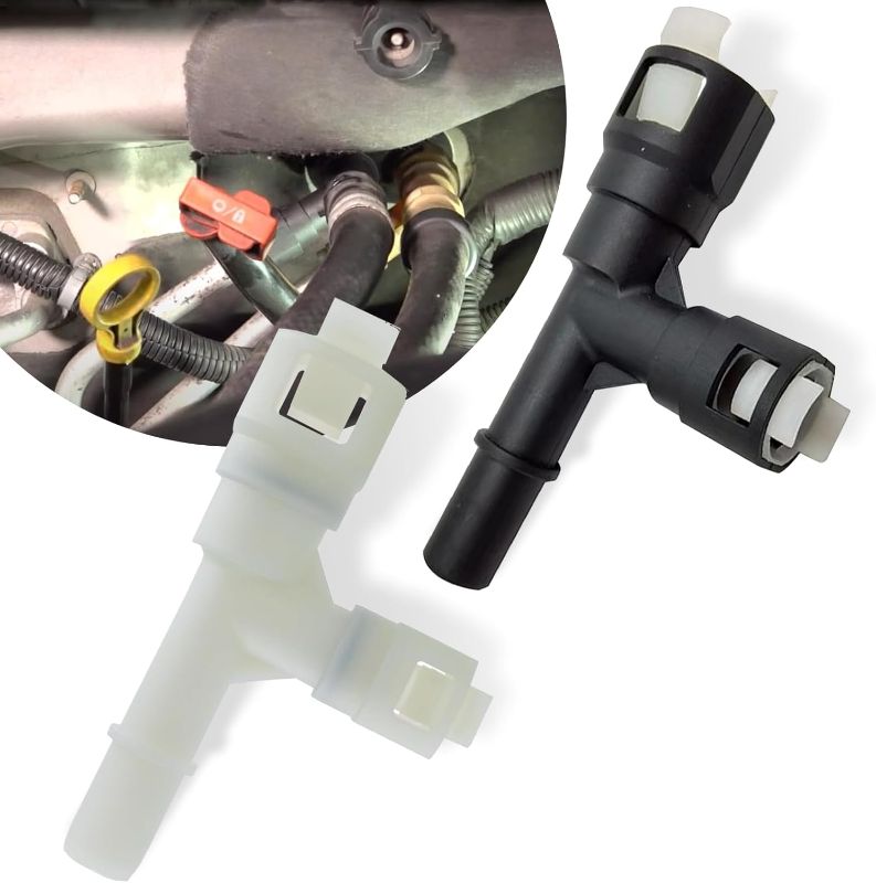 Photo 1 of 2 PCS Car Heater Inlet Hose Joint, Three-way Plastic Cooling Connector Accessories, Original Replacement 15055343 15055342, Compatible with Select Cadillac Chevrolet GMC Models (Black & White)
