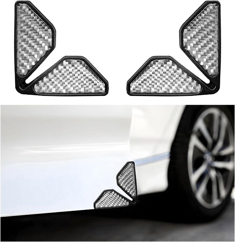 Photo 1 of 2 PCS Car Door Corner Protector Edge Guards, Real Carbon Fiber Anti-Collision Car Door Edge Protector, Self-Adhesive Decorative Auto Corner Protect, Vehicle Exterior Accessories (Silver)
