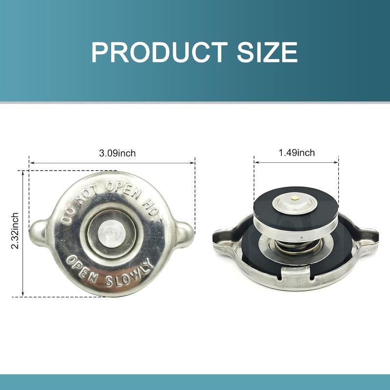 Photo 1 of 1 PC Car Engine 16 PSI Radiator Cap, Stainless Steel + Rubber Tight Fit Heat-resistant Leak-proof Sealing Cover, Original Water Tank Cap Replacement, Compatible with Dodge Jeep (Silver)

