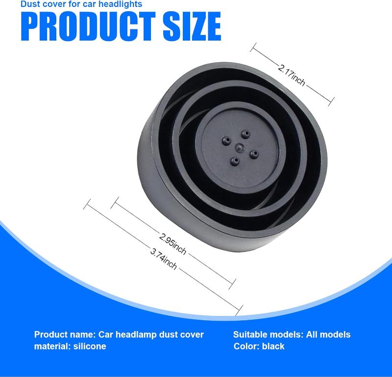 Photo 1 of 2 Pack Car Forward Light Dust Cover, Soft Durable Waterproof Vehicle Lighting Bulbs Seal Cover with Threaded Fastening, 2.16In to 3.74In Housing Cap, Universal for Cars (Black #C)
