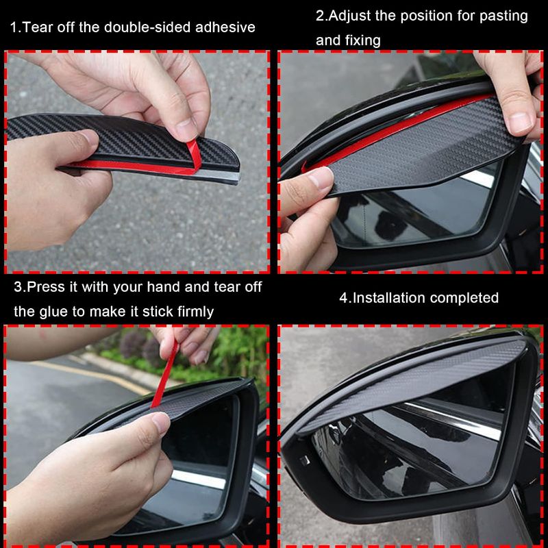 Photo 1 of 2 Pcs Carbon Fiber Car Side Mirror Rain Eyebrow Guard, Car Rearview Mirror Rain Brow, Waterproof Rearview Mirror Smoke Cover, For SUV, Truck, Car, Vehicle, GM Rear View Mirror Accessories
