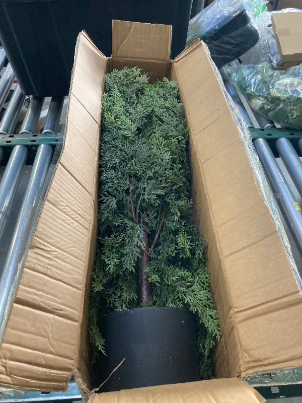 Photo 1 of 4FT Real Touch Cedar Topiary Trees for Front Porch Decor, Artificial Shrubs Faux Plants Potted UV Resistant Fake Greenery for Outdoor Indoor Door Garden Farmhouse Home Decoration (Set of 2)