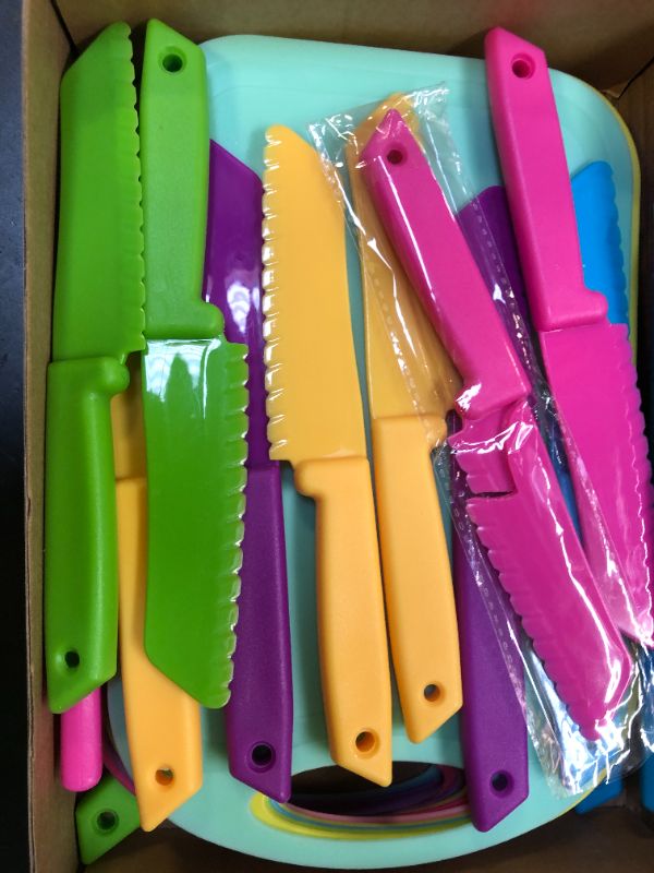 View 2 of 30 Pcs Plastic Cutting Board for Kids Safe Knife Cutting Knife Cooking Supplies Cooking Utensils Including15 Child Safe Knife 15 Chopping Board for Cooking Club, Preschool