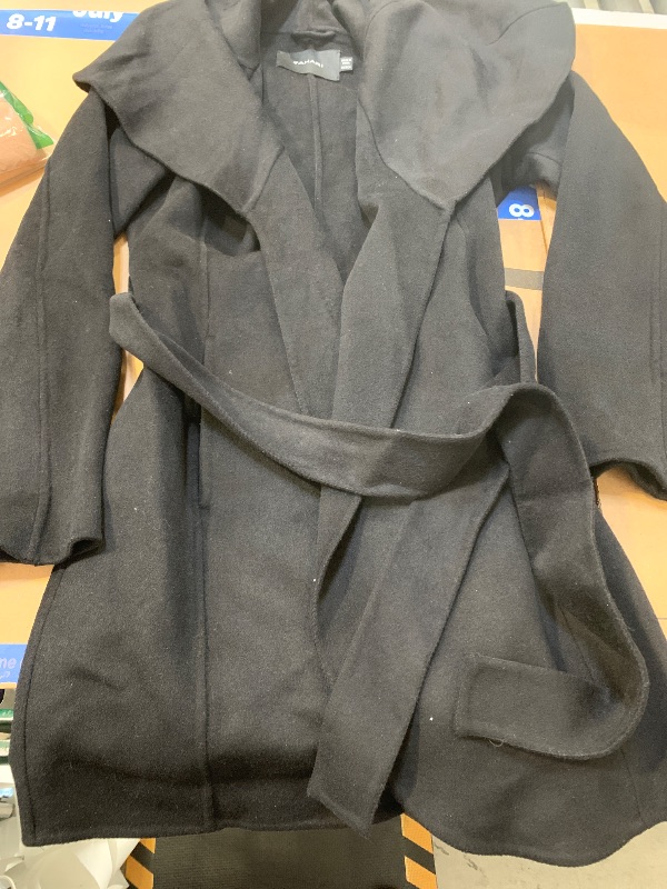 Photo 1 of XS Tahari double-faced wool-blend wrap coat in black.