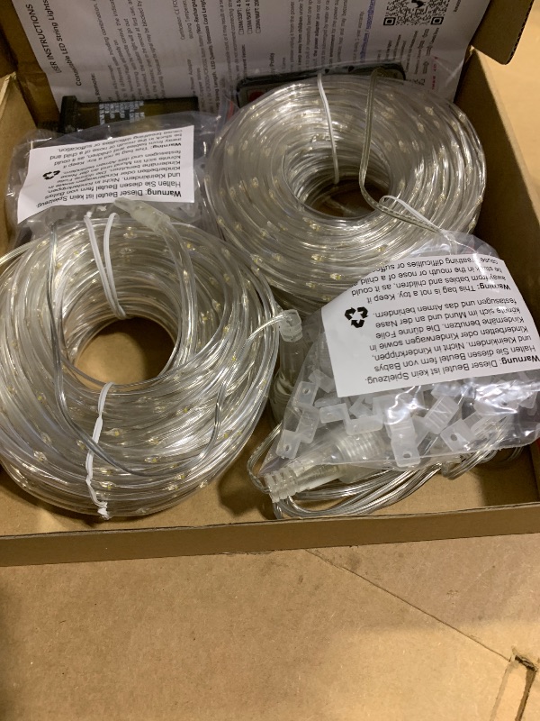 Photo 1 of 100ft 1200 LED Rope Lights Outdoor, Connectable Warm White Rope Lights Plug in, Outdoor String Lights Waterproof Decorative Lighting for Deck Patio Backyard Garden Pool Camping Room Indoor Décor