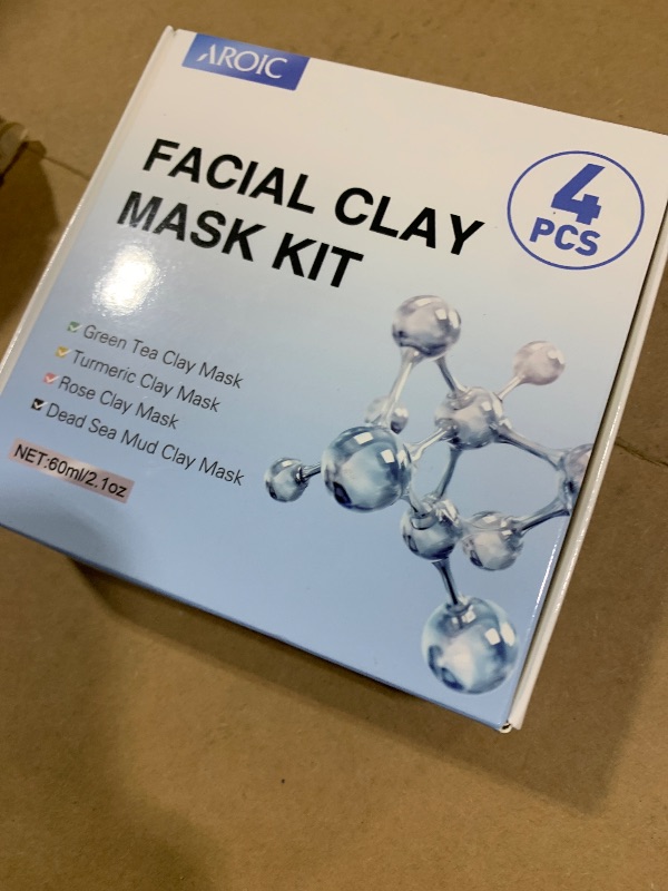 Photo 1 of 4 Pack Clay Mask, Vitamin C Turmeric Dead Sea Mud Facial Mask, Rose, Green Tea Clay Masque Set - Weekly Self Care Spa Gift for Women and Men, Skincare for Deep Cleansing Pore Minimizing Face Masks