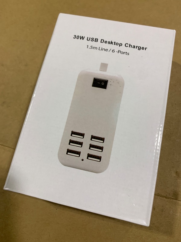 Photo 1 of 6 Ports USB Charger Hub Desktop US Plug AC Power Wall Travel Charging Adapter Slots Charging Station Extension Socket Outlet with Cable