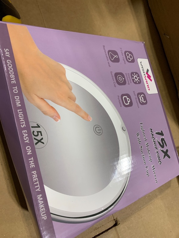 Photo 1 of 15X Magnifying Flexible Gooseneck Lighted Makeup Mirror,8 INCH LED Vanity Mirror with Light,Touch Senser 3 Colors and Stepless Dimming,Suction Cup Or Portable Traveling Mirror with Lights