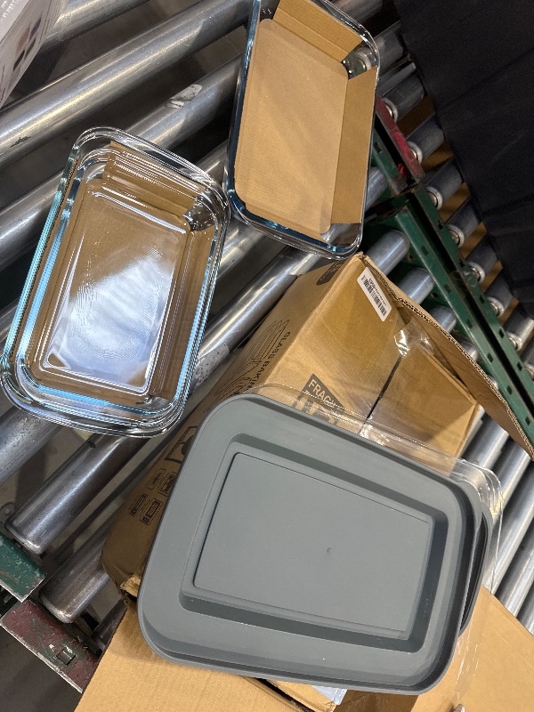 Photo 1 of 8-Piece Deep Glass Baking Dish Set with Plastic lids,Rectangular Glass Bakeware Set with Lids, Baking Pans for Lasagna, Leftovers, Cooking, Kitchen, Freezer-to-Oven and Dishwasher, Gray