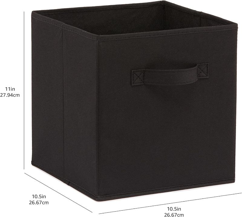Photo 1 of Amazon Basics Collapsible Fabric Storage Cubes Organizer with Handles, Sturdy, Black, 10.5-x-10.5-x-11-inch, Pack of 1