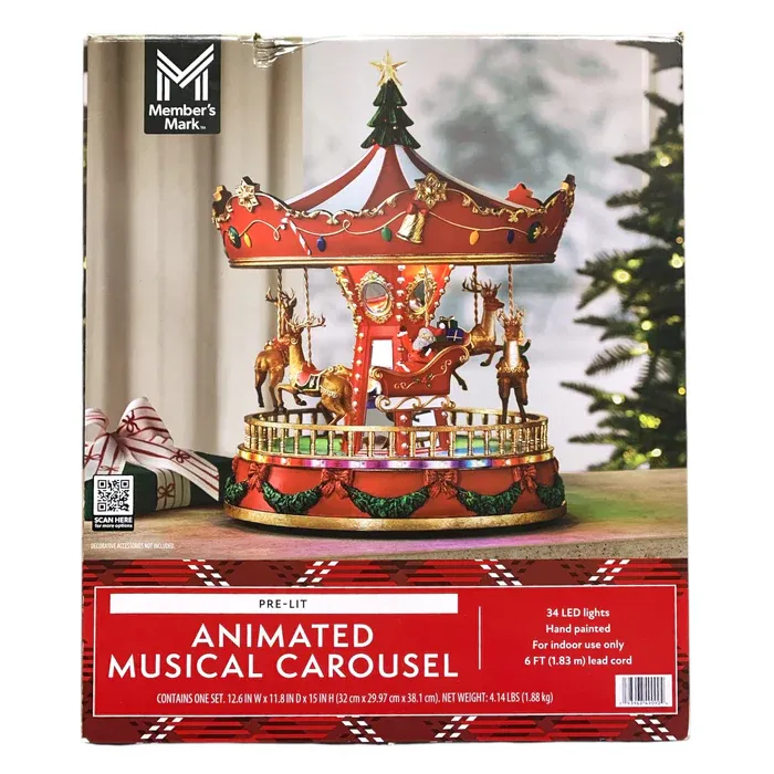 Photo 1 of Member's Mark Pre-Lit Animated Musical Carousel, 15", Hand-Painted