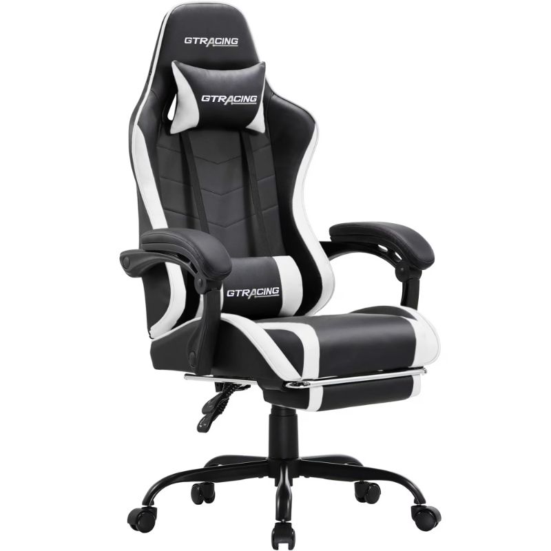 Photo 1 of GTRACING Ergonomic GTWD-200 Gaming Chair with Adjustable Pillows and Footrest, White