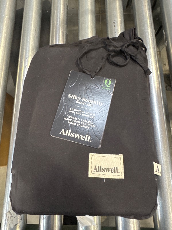 View 2 of Allswell 4-Piece Soft & Silky Serenity 100% TENCEL™ Bed Sheets Set, Rich Black, Queen