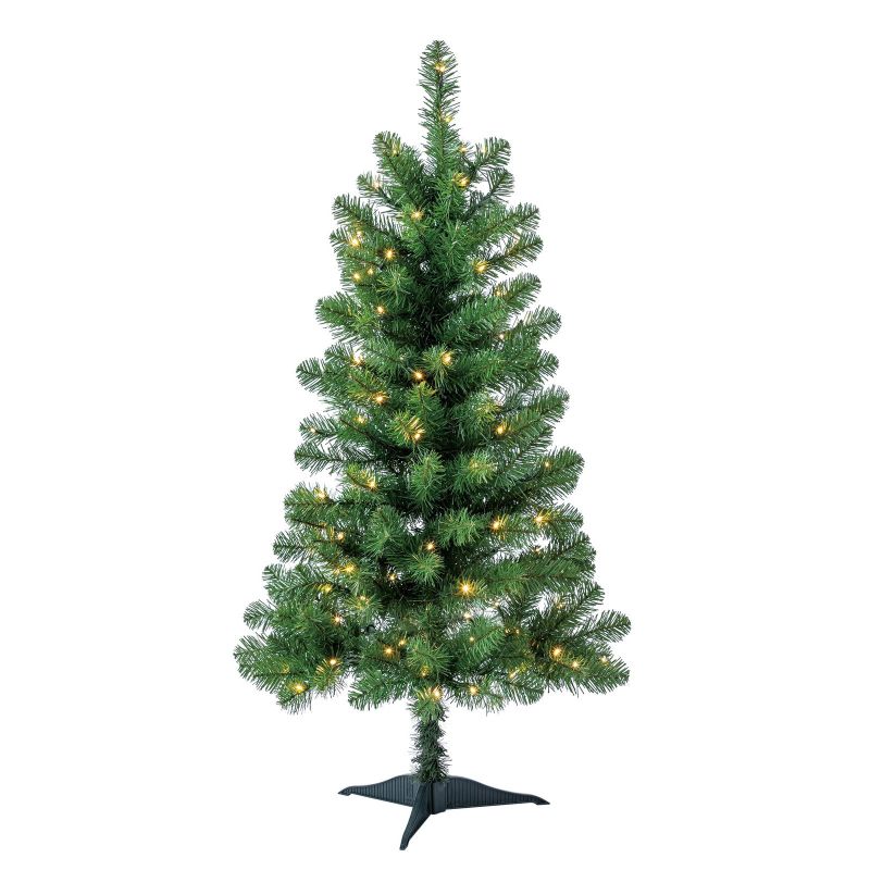 Photo 1 of 4' Pre-Lit Indiana Spruce Green Artificial Christmas Tree with Color-Changing