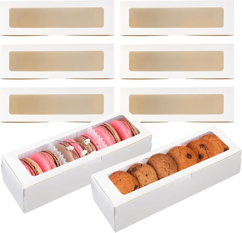 Photo 1 of 60 Pack Macaron Boxes with Clear Window Small Macaron Pastry Bakery Packaging Container for 6 Bakery Cocoa Truffle Dessert Wedding Gift