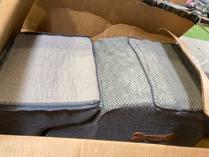 Photo 1 of 5-Step Spliceable Pet Stairs: Indoor& Outdoor Multi-Use with a Removable Cover and a Pocket, Best for Small Pets and Older Dogs Who Has Spine and Arthritis Issues to Get on High Beds, Grey?22.8" H