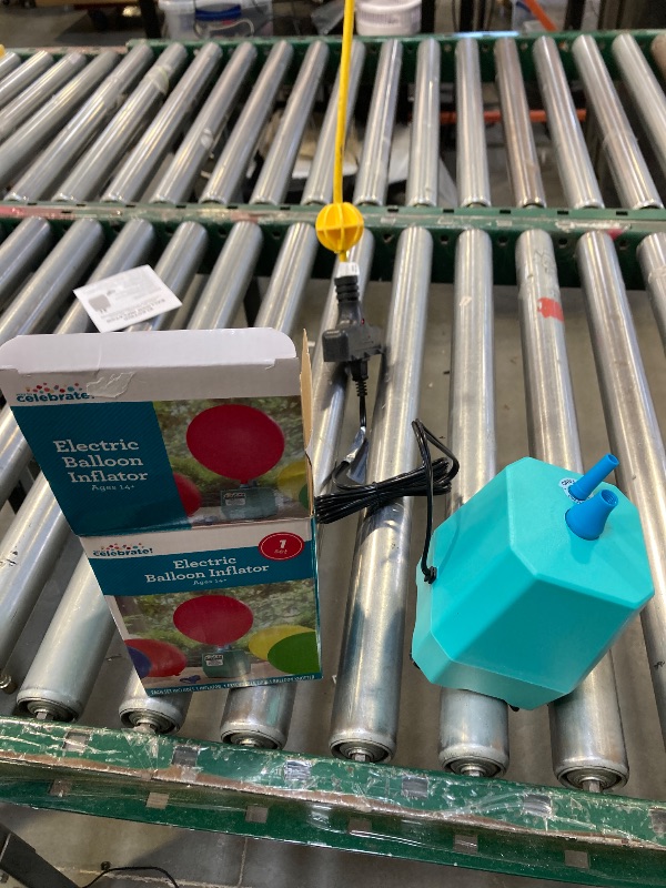 Photo 1 of 7" Blue Electric Balloon Inflator, with Extendable Tip and Balloon Knotter, by Way To Celebrate