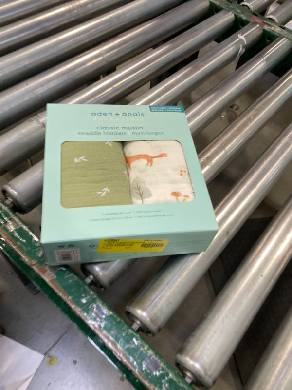 Photo 1 of aden + anais Essentials Muslin Swaddle Blankets, Newborn Receiving Blanket for Swaddling, 100% Cotton Baby Swaddle Wrap, 2 Pack, Sage Woodland, Green, Unisex