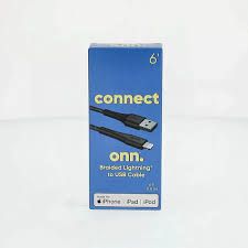 Photo 1 of (1 pack) onn 6ft Lightning to USB-A Soft-touch Braided Charging Cable, MFi Certified, Black