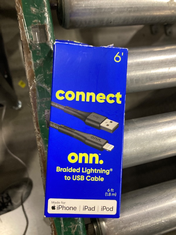Photo 1 of (1 pack) onn 6ft Lightning to USB-A Soft-touch Braided Charging Cable, MFi Certified, Black