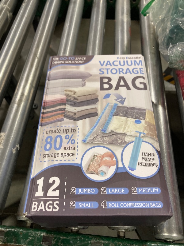 Photo 1 of 12 Pack Vacuum Storage Bags, Space Saver Vacuum Storage Bags, Vacuum Seal Bags for Clothing, Clothes, Comforters and Blankets, Hand Pump Included