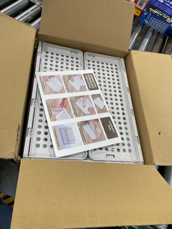 Photo 1 of 5 Pack Stackable Closet Storage Basket - Stackable Storage Bins, Multifunctional & Foldable Closet Organizer Waterproof, Wardrobe Cupboard Space-Saving Hat Storage Drawer Organizer, White