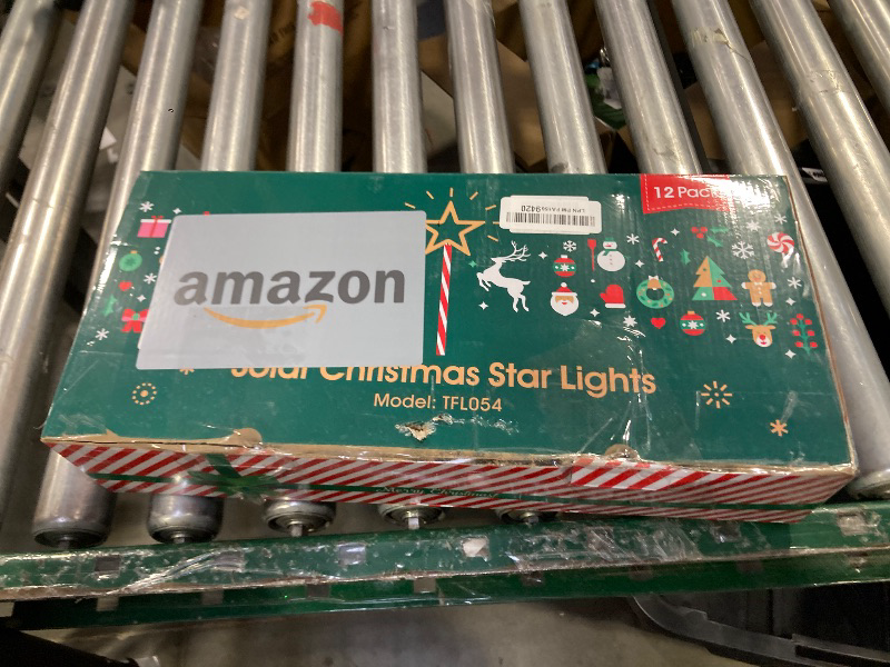 Photo 1 of 12 Pack Christmas Decorations Outdoor, Twinkling Big Star Solar Christmas Lights with 180 Bright LED and 10 Lighting Modes, Warm White Waterproof Xmas Decor for Pathway Yard