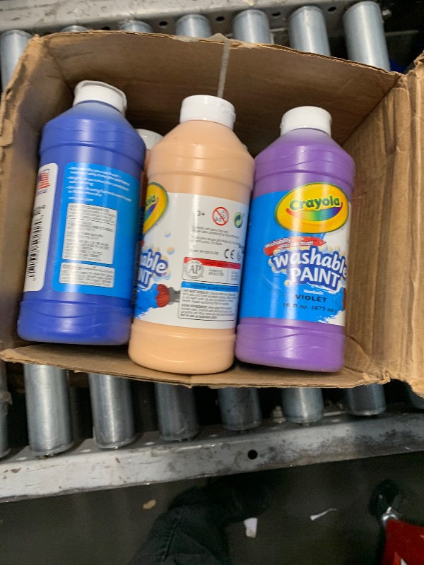 Photo 1 of (used)MISSING AND USED Crayola Washable Paint (12ct), Bulk Paint Set for Kids' Art Projects, 16 Oz, Non Toxic Craft Supplies