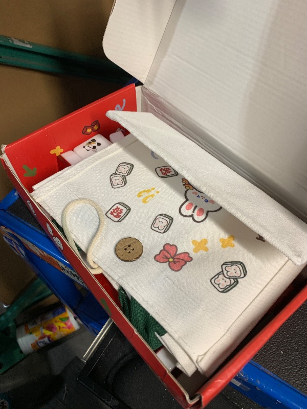 Photo 1 of (used)(incomplete) Gueiddi Mahjong Block Set, 65 pcs vita Mahjong Game Set with Handbag, Portable Travel Mahjong Set