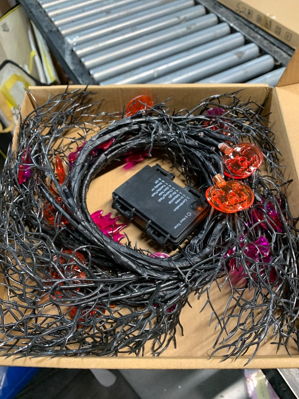 Photo 1 of [8 Modes & Timer] 6Ft 45 LED Halloween Willow Vine Twig Garland with Orange Lights - Battery Operated, Waterproof Halloween Decor for Indoor Wall, Fireplace Mantle, Home Party (Pumpkins & Bats, 6FT)