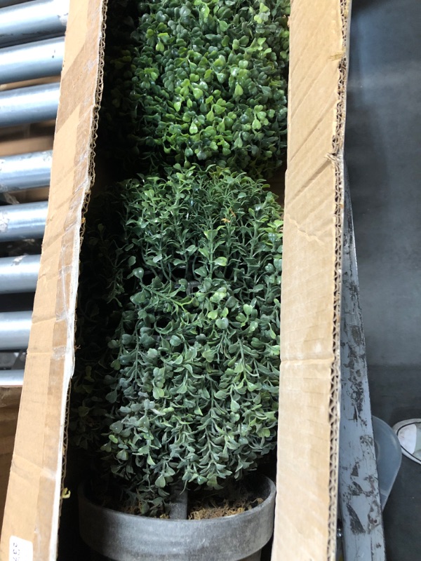 Photo 1 of ****STOCK PHOTO REFRENCE ONLY***Nearly Natural 3ft. Artificial Triple Ball Boxwood Topiary Tree (Indoor/Outdoor) T2021, Green